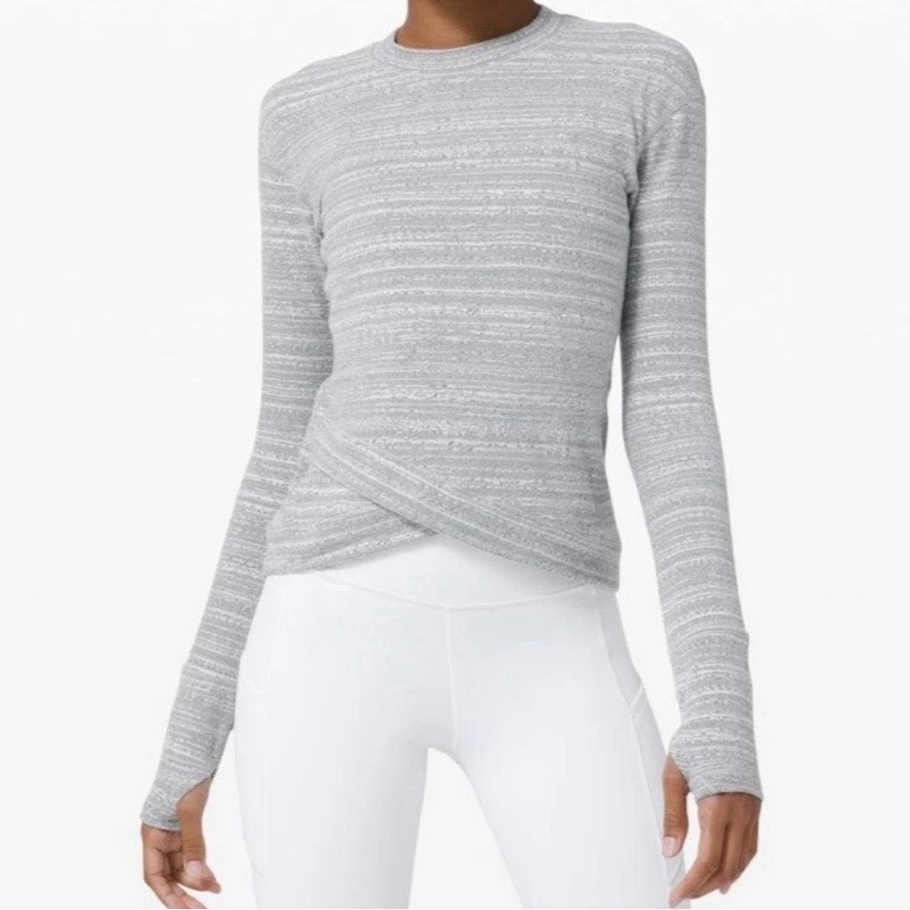 Lululemon White Spacedye Rulu Close To Crossing Shirt Women's M Long Sleeve EUC✅